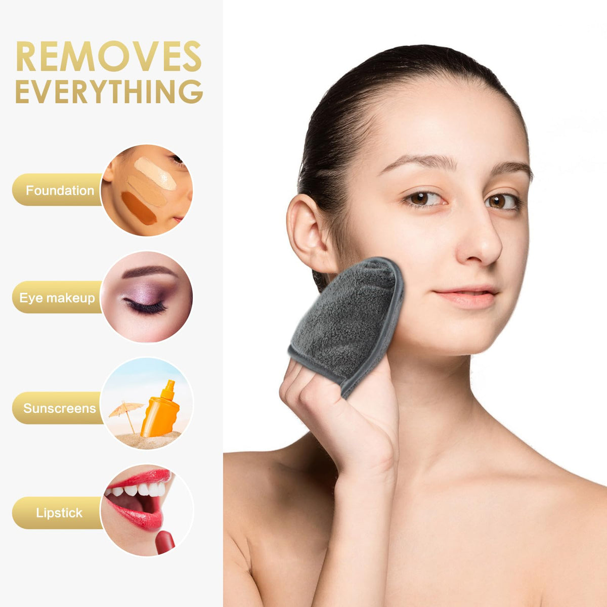 SINLAND pad in use removing eye makeup demonstrating reduced rubbing