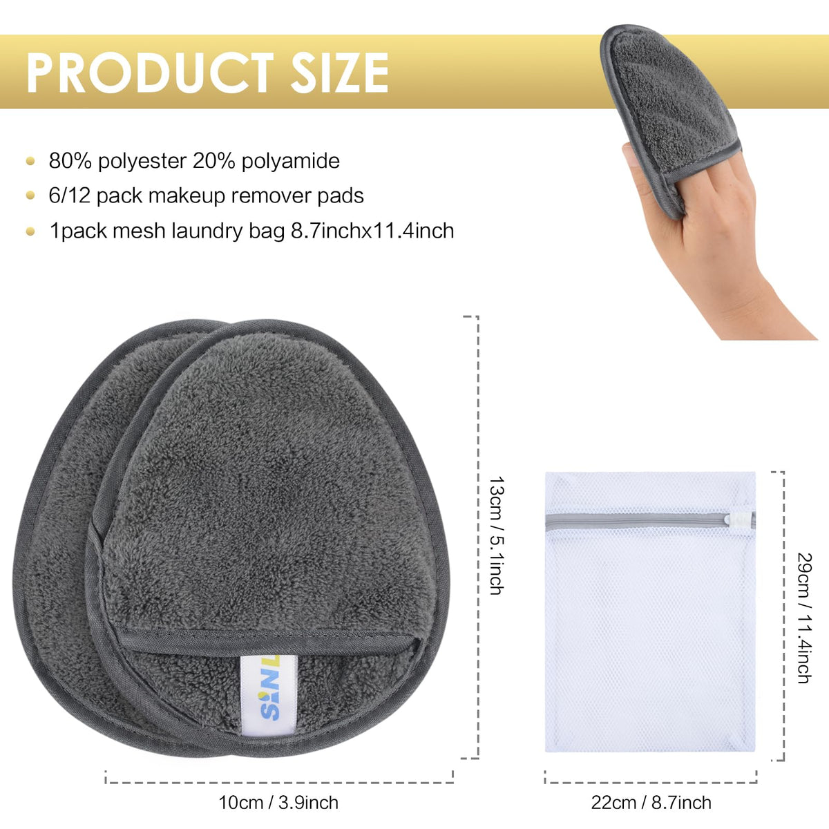 SINLAND pad held in hand for scale showing compact travel-friendly size