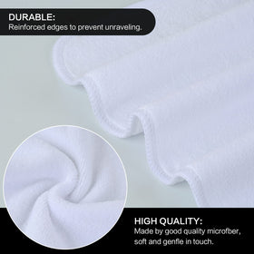 SINLAND washcloth in hand to show 12 by 12 inch scale and easy grip