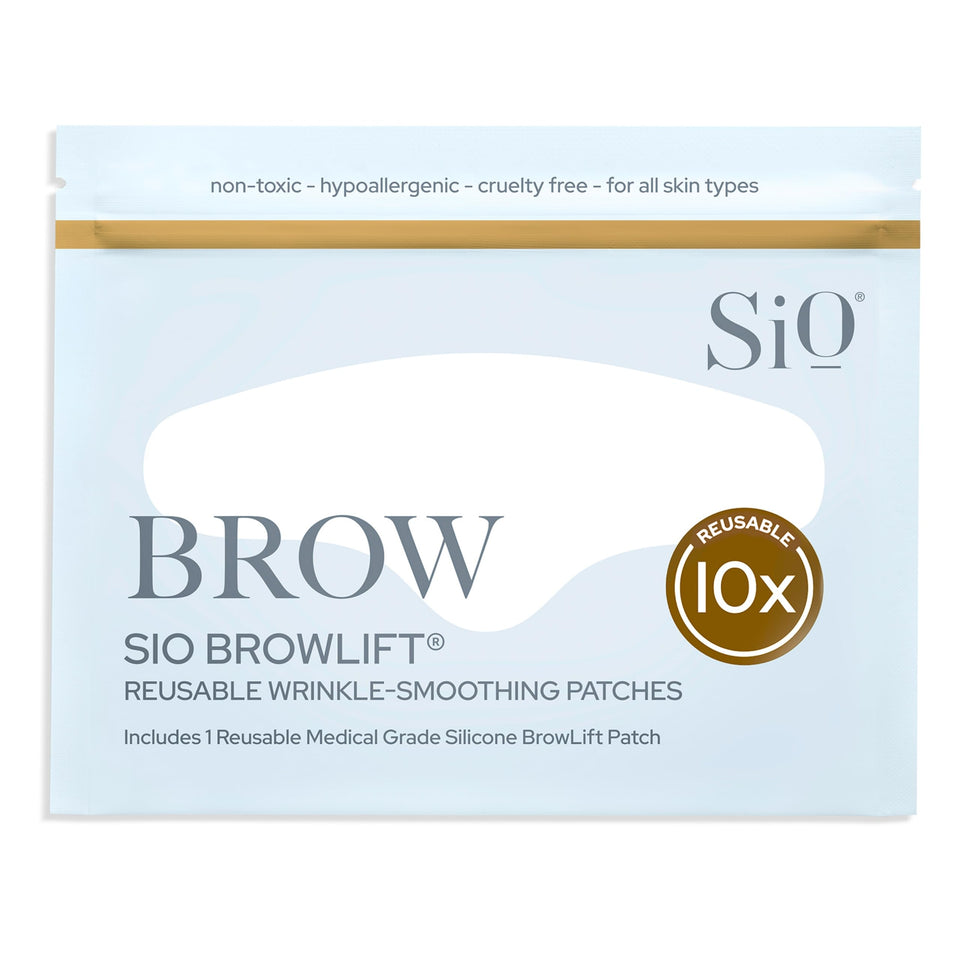 SiO BrowLift front packaging showing patch and sustainable design benefit