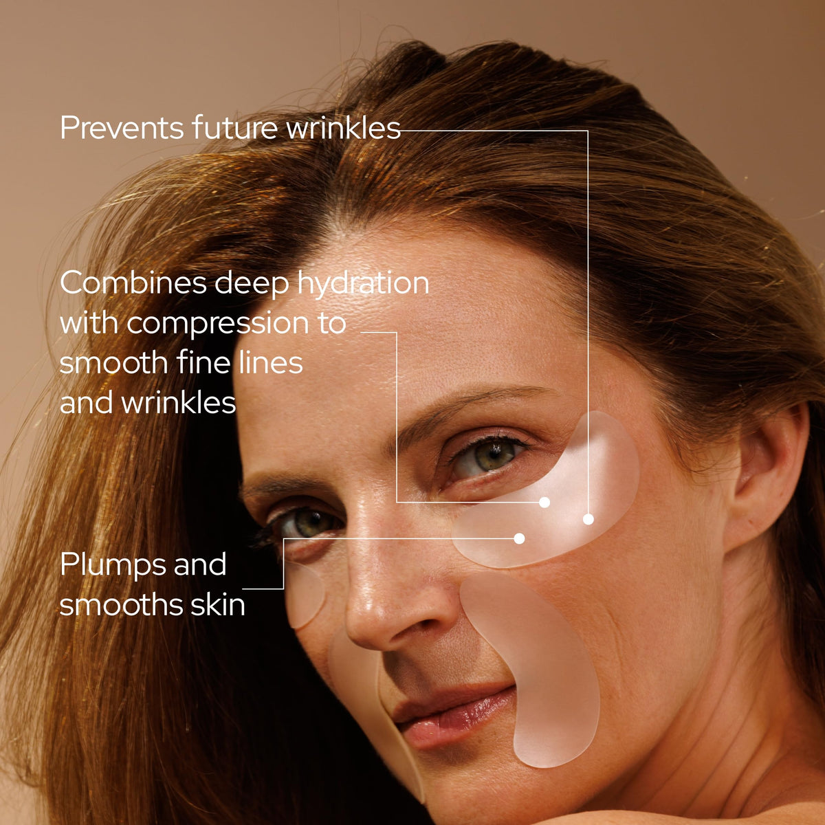 SiO patch worn under eye demonstrating smoother-looking skin