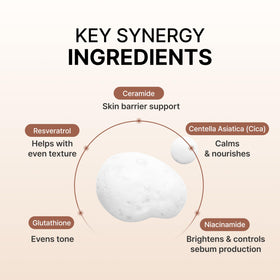 SIORÉ visual of ceramide and centella highlighting calming support