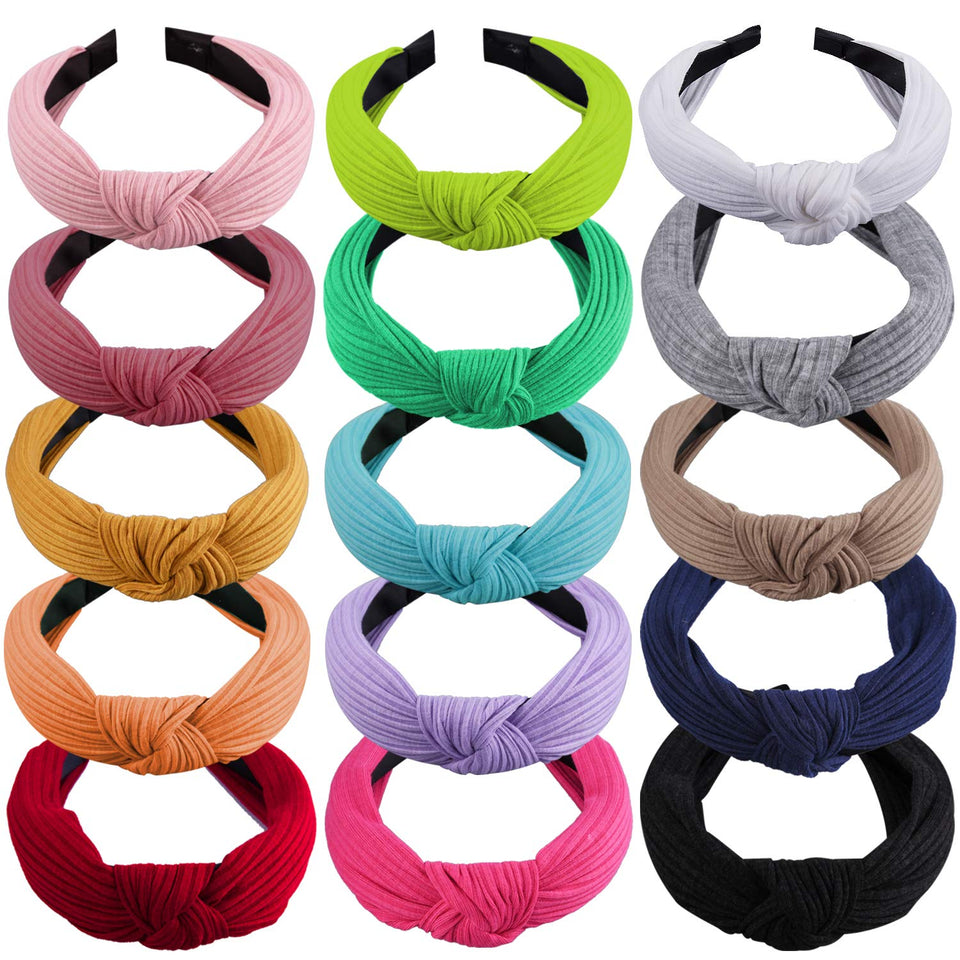 SIQUK front view of 15-piece headband pack showing variety and convenience