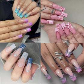 SITELENABY finished taper square acrylic nails displaying crisp, professional look benefit