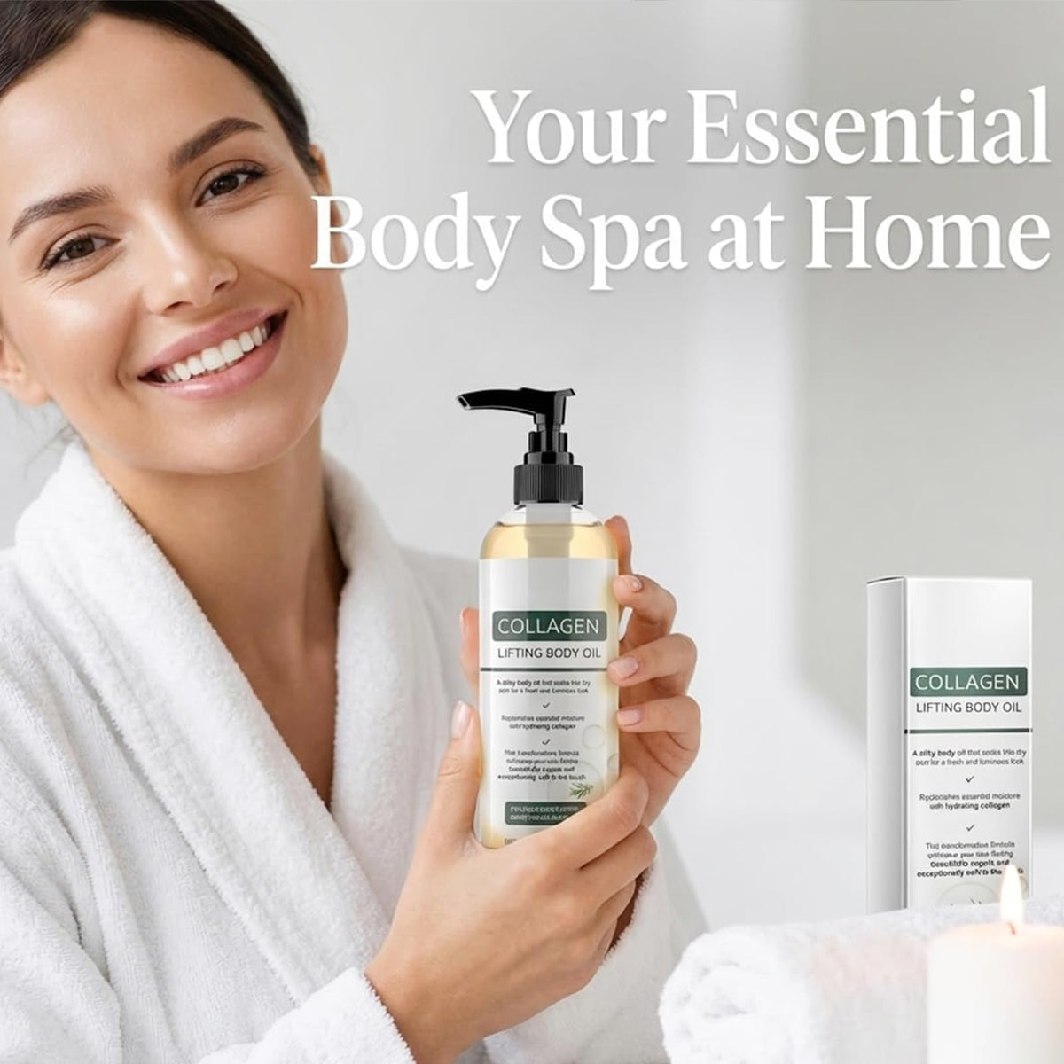 SIXCLA bottle on bathroom shelf in lifestyle scene showing everyday use benefit
