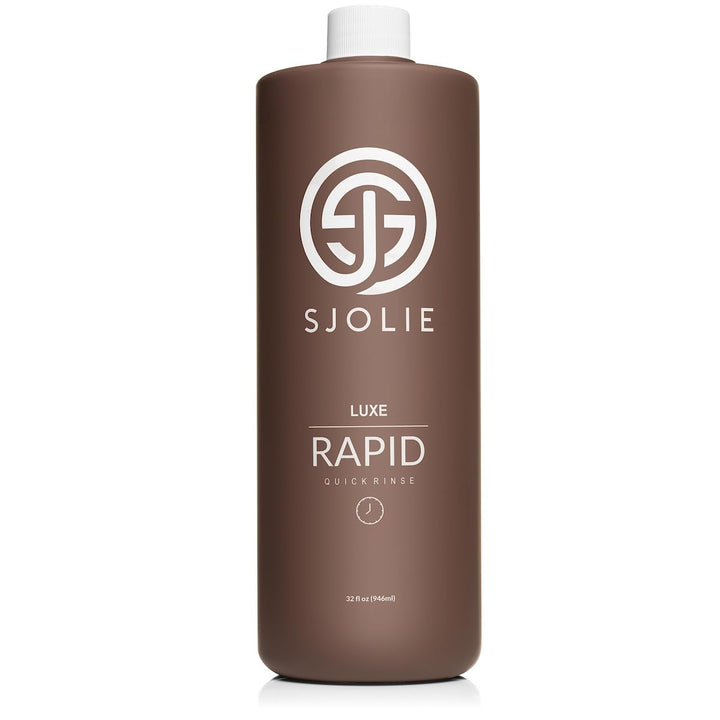 SJOLIE SUNLESS front packaging 32oz bottle showing label and quick-dry benefit