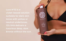SJOLIE SUNLESS close-up of Luxe 12 solution texture highlighting smooth consistency