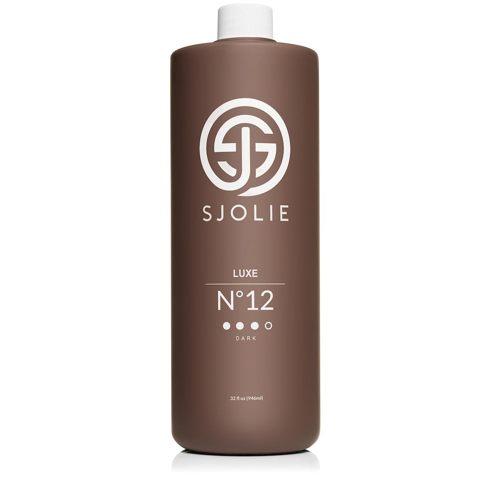 SJOLIE SUNLESS front label of Luxe 12 32oz bottle showing product name and size