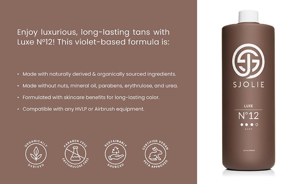 SJOLIE SUNLESS 32oz bottle in hand showing scale and professional quantity