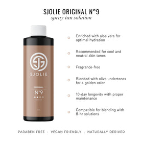 SJOLIE SUNLESS spray texture close-up showing even mist for streak-free finish