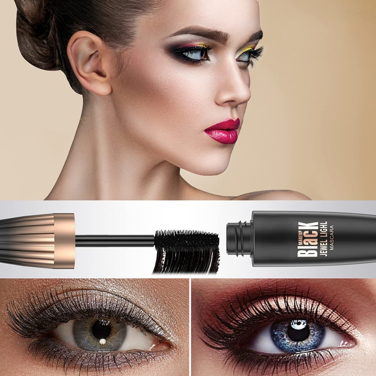 SJXYOYDS mascara on lashes demonstrating length and volume instantly