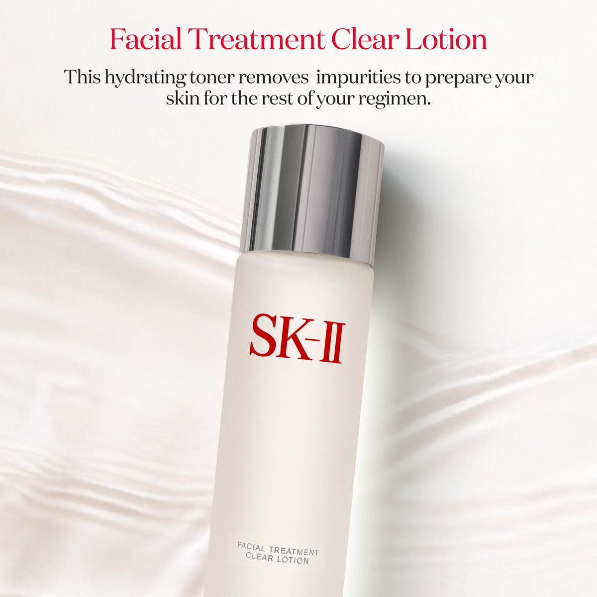 SK-II close-up droplet of clear lotion highlighting smooth texture benefit