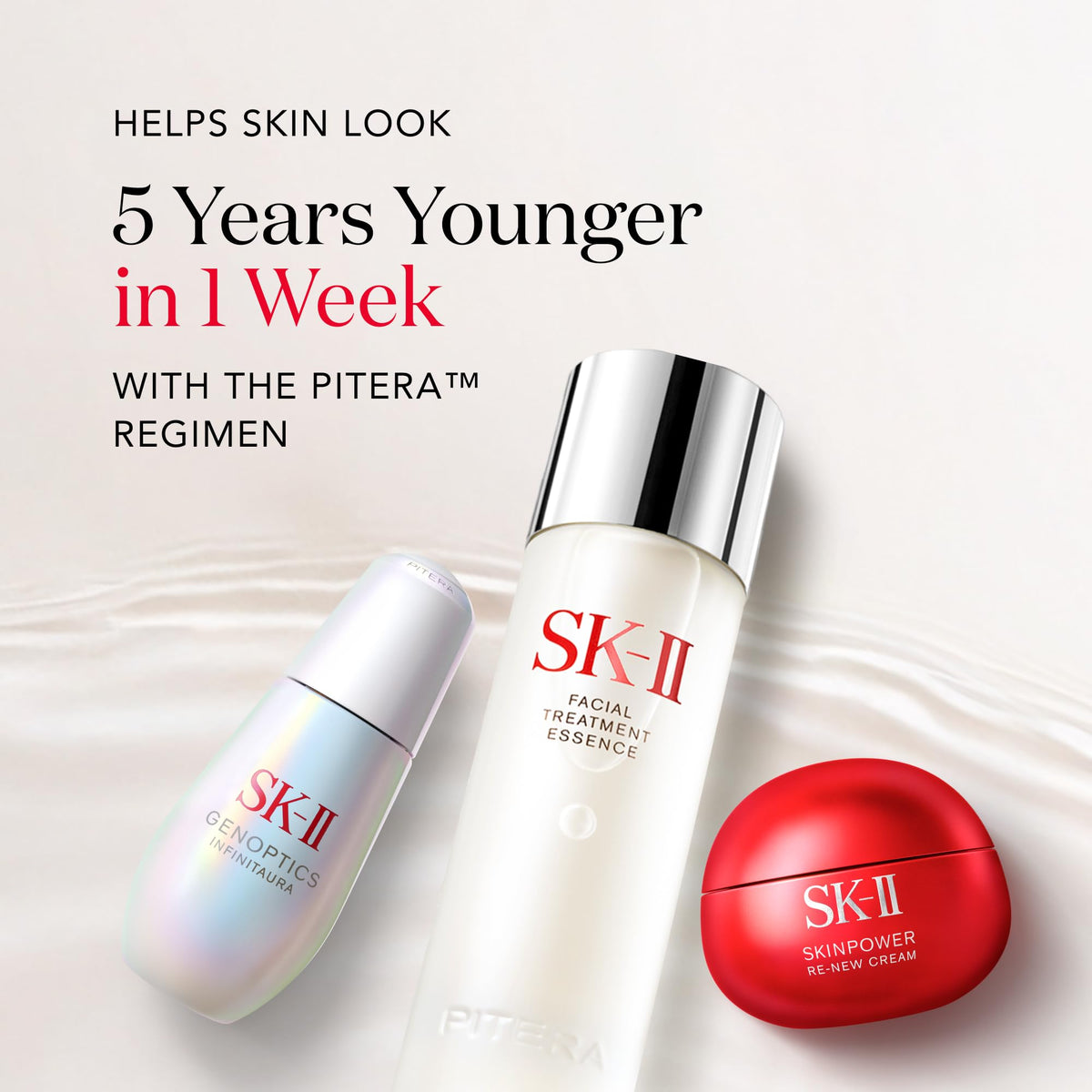 SK-II in a bathroom routine scene conveying daily-use and effortless layering