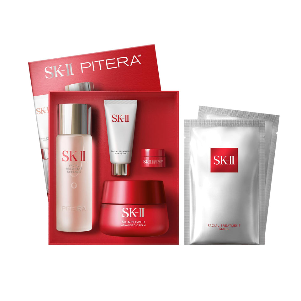 SK-II front packaging gift set displayed, showcasing contents and premium presentation