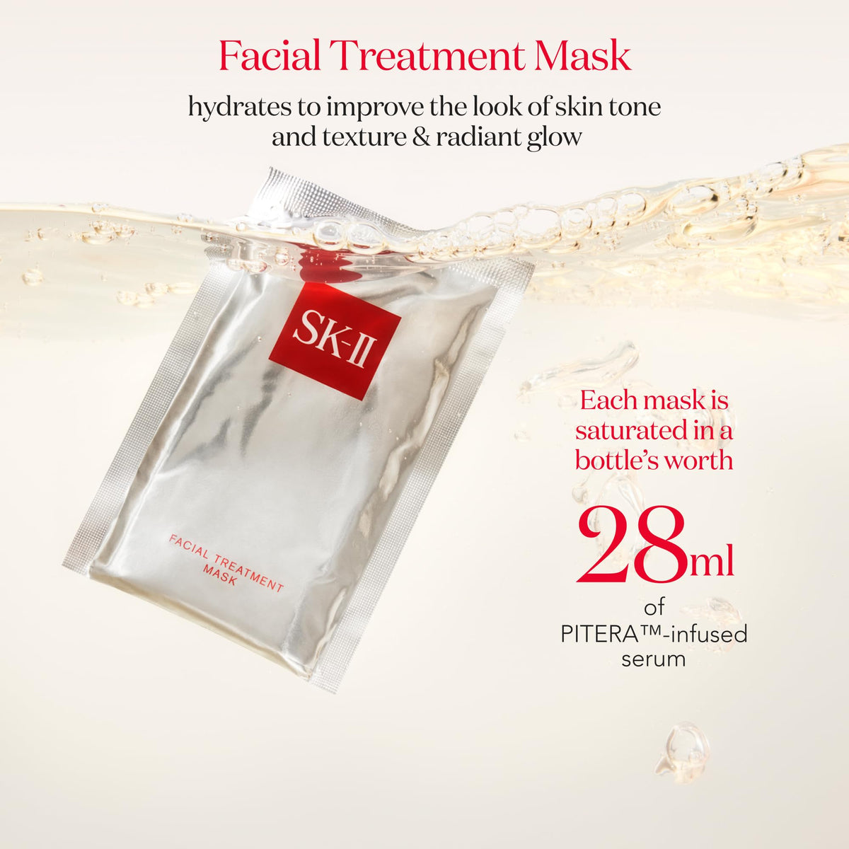 SK-II close-up of sheet texture soaked in PITERA® showing intense hydration