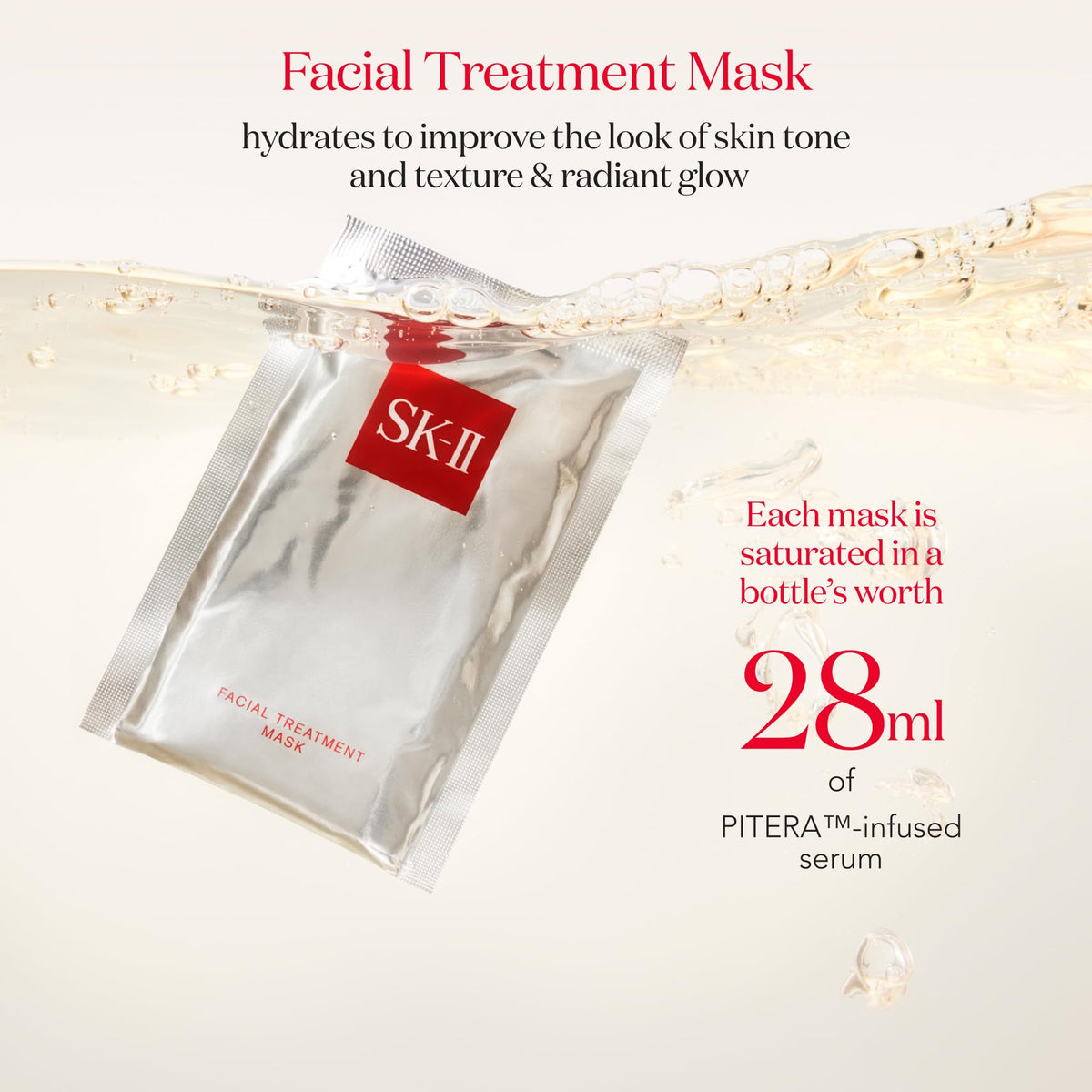 SK-II mask saturated with essence showing rich hydration