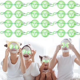 Skicuff front packaging showing 12 cucumber gel eye pads for group use