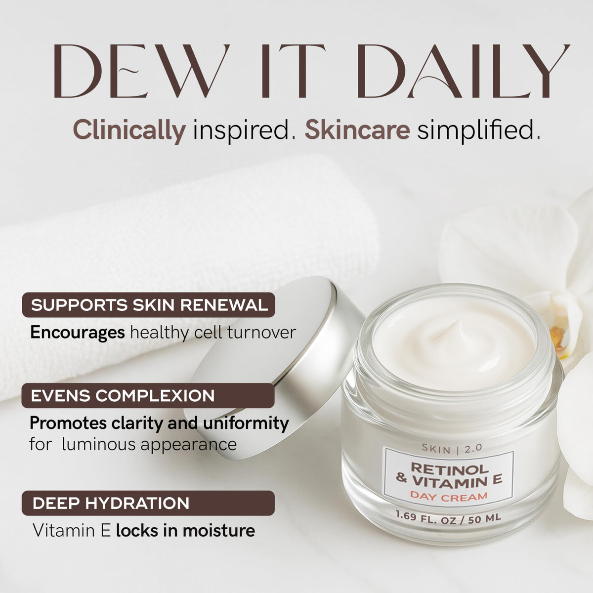 Skin 2.0 application on hand demonstrating spreadability and instant hydration