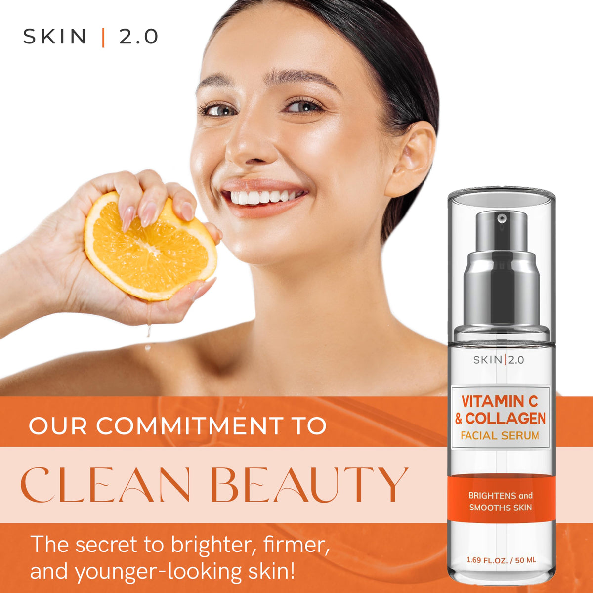 Skin 2.0 dropper with serum texture highlighting lightweight absorption and hydration