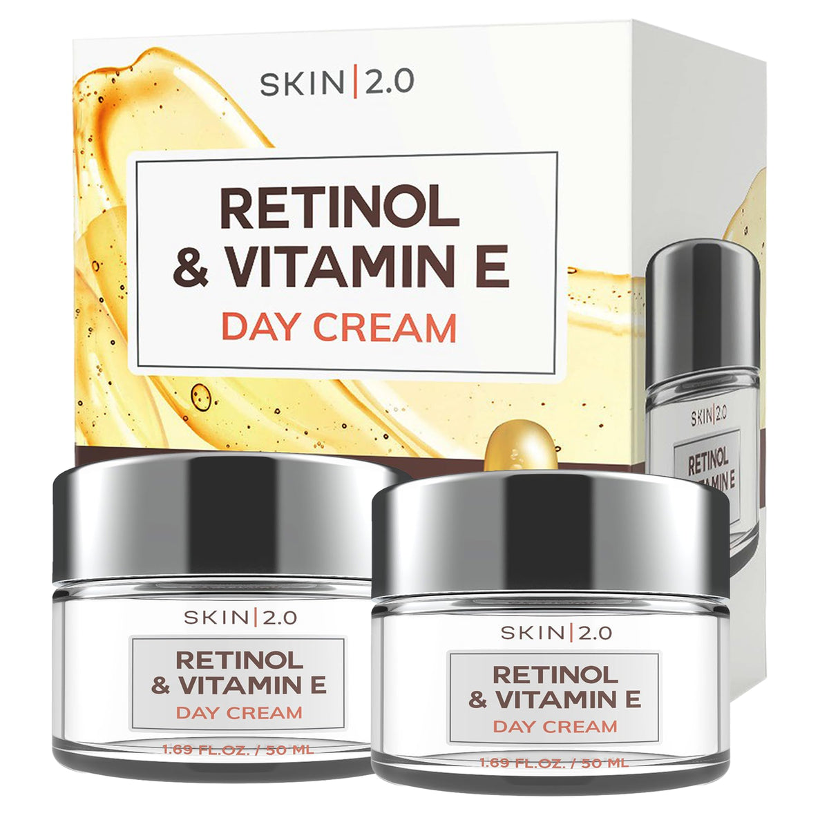 Skin 2.0 front packaging showing jar and label with clear ingredient focus