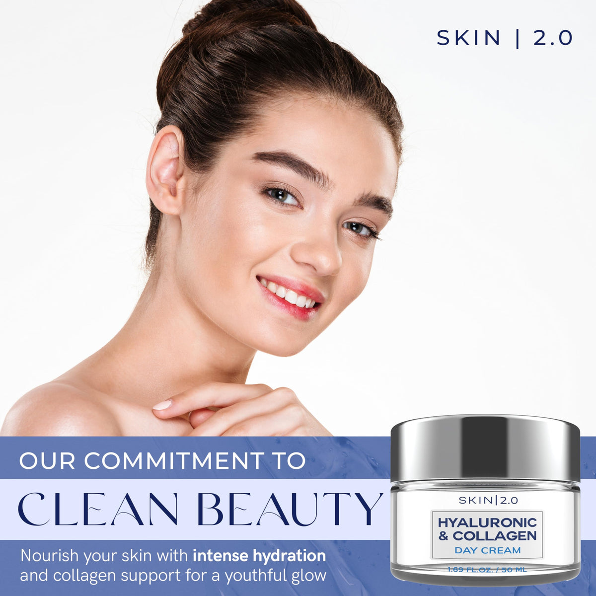 Skin 2.0 jar open with cream texture for quick absorption
