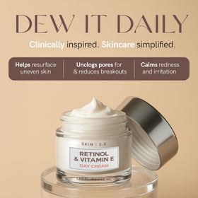 Skin 2.0 lid and label detail highlighting ingredients and dermatologist-tested claim