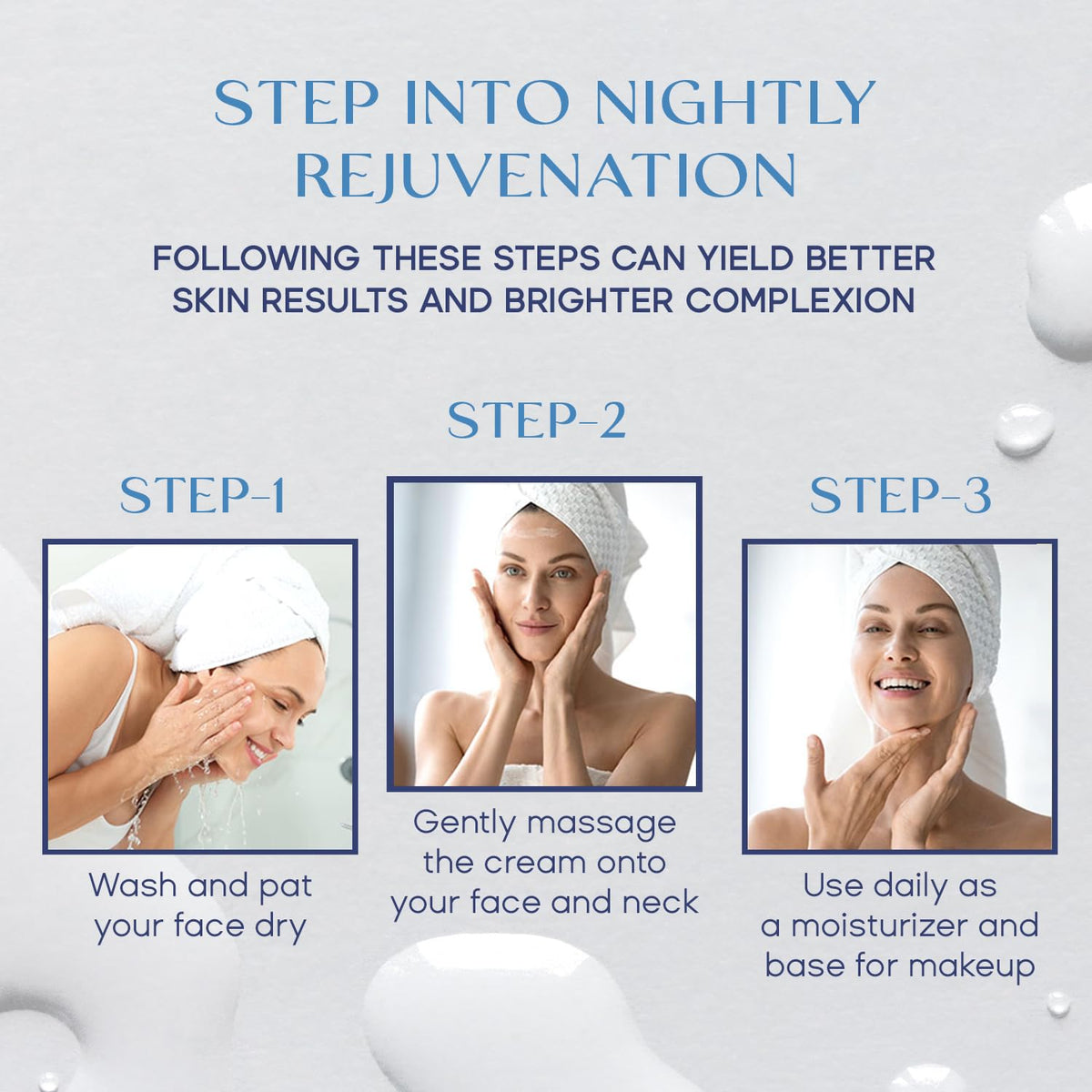 Skin 2.0 on bathroom shelf at night illustrating skincare routine and restorative use