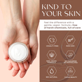 Skin 2.0 size scale next to ruler showing 1.69 fl oz compact travel-friendly size