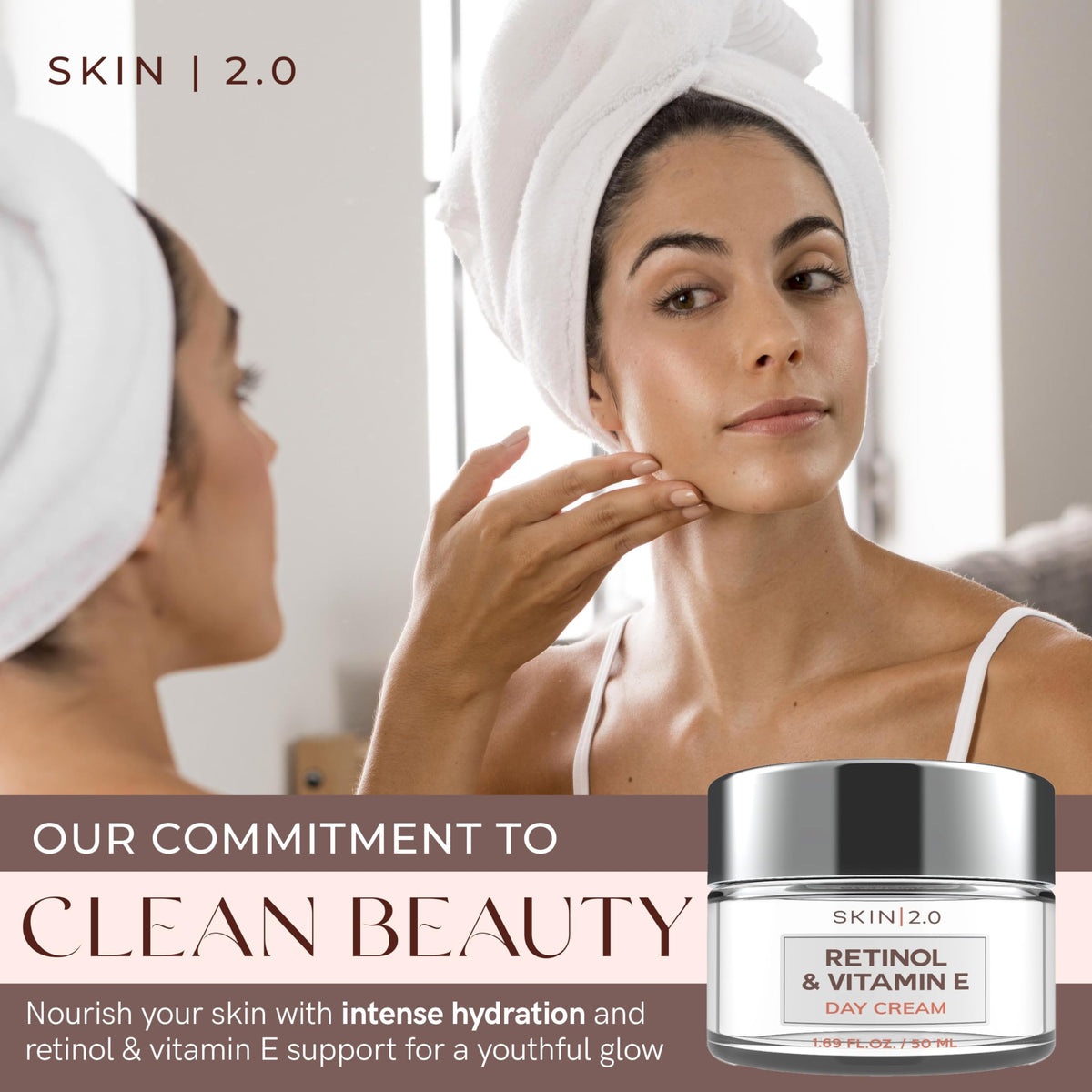 Skin 2.0 texture close-up revealing creamy lightweight formula and smooth finish