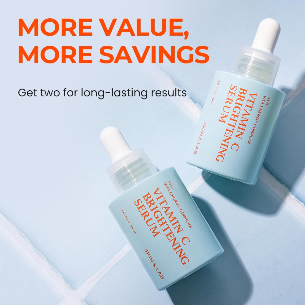 SKIN & LAB serum bottle staged with moisturizer to show layering in skin routine