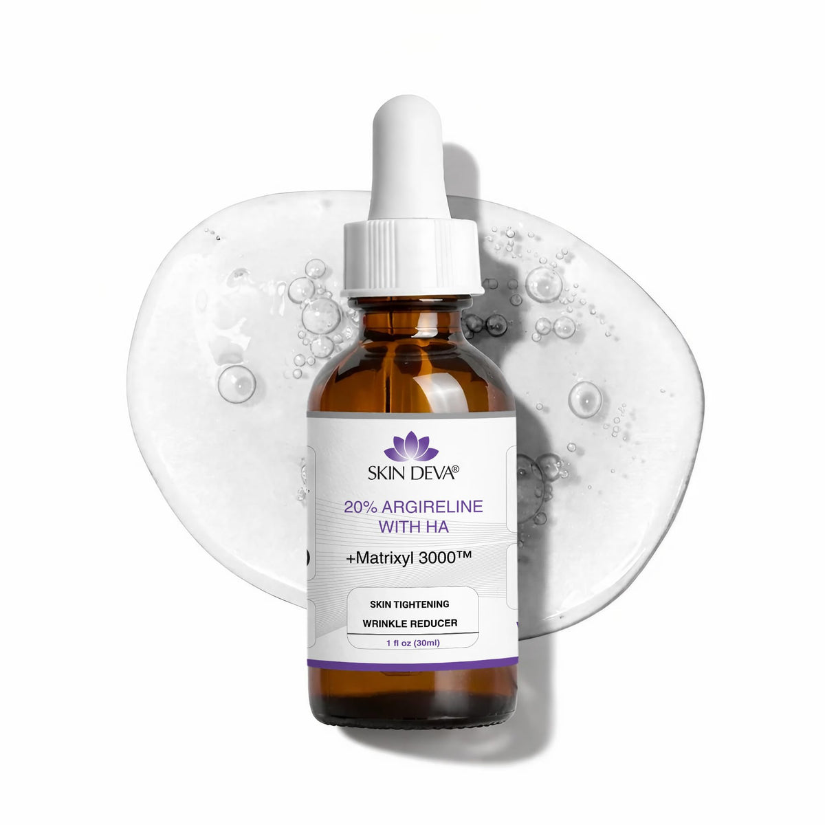 SKIN DEVA front bottle view showing sleek serum design and clear dosing benefit