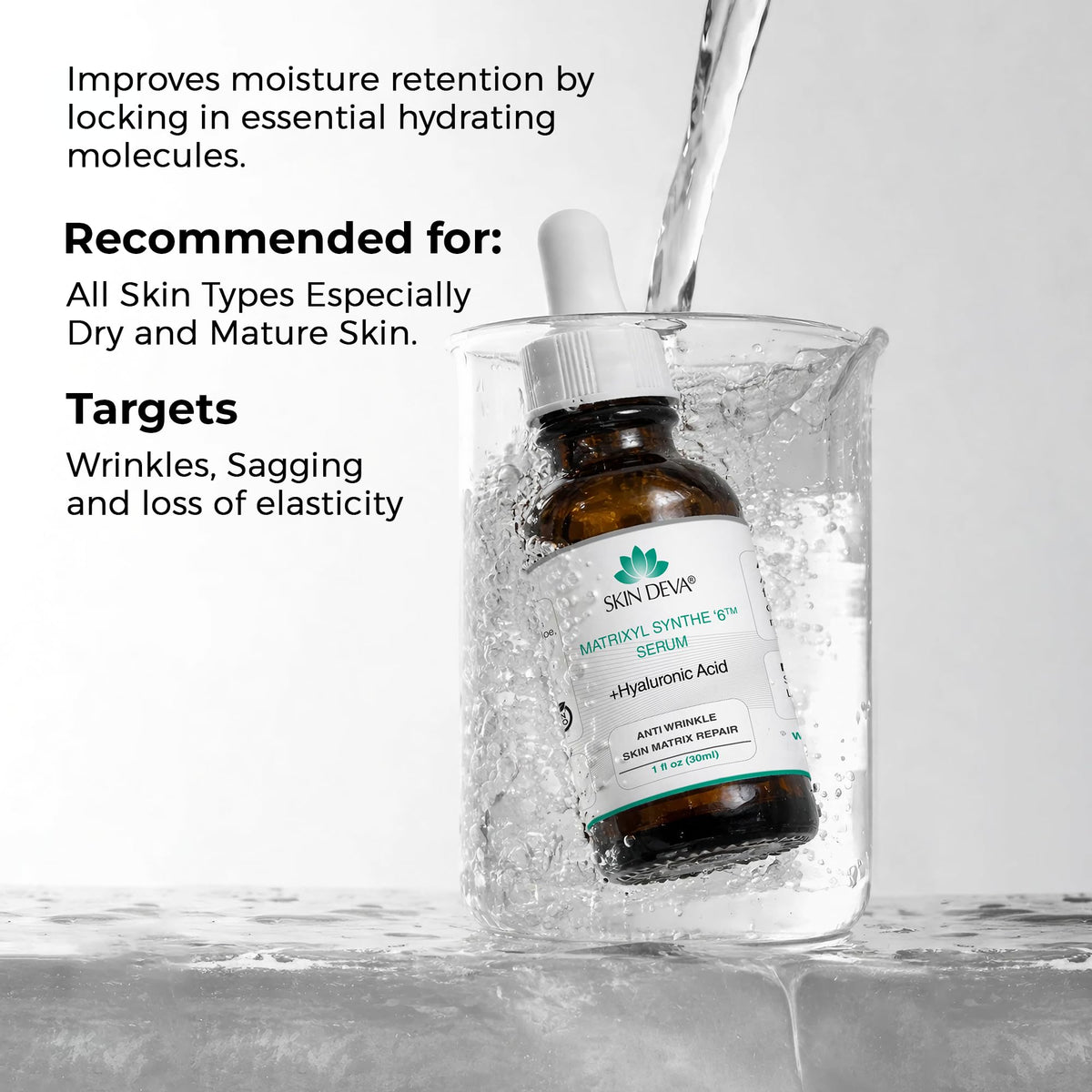 SKIN DEVA flatlay in nighttime routine showing compatibility with other products