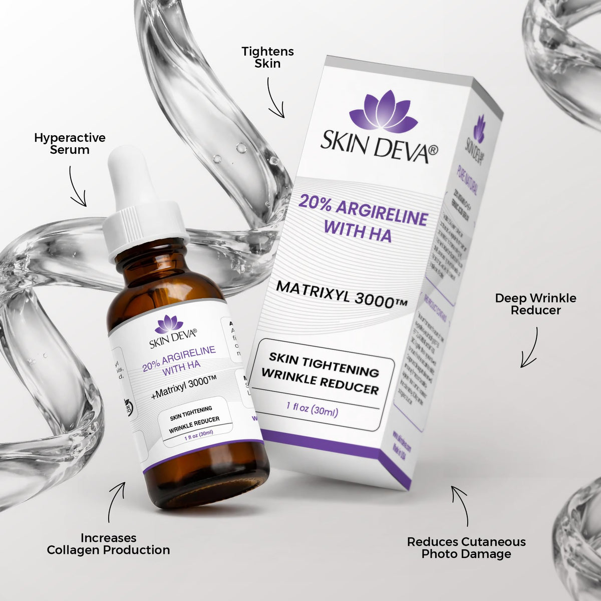 SKIN DEVA pump dispensing a drop highlighting precise application and control