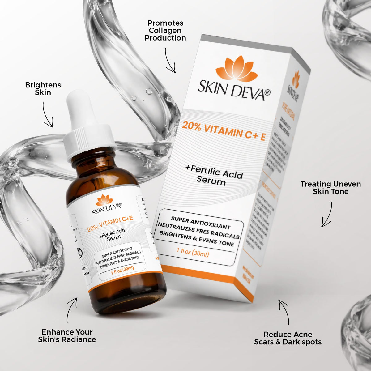 SKIN DEVA serum swatch on skin highlighting lightweight texture and quick absorption