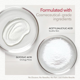 Skin Doctors label close-up highlighting active ingredients for exfoliation