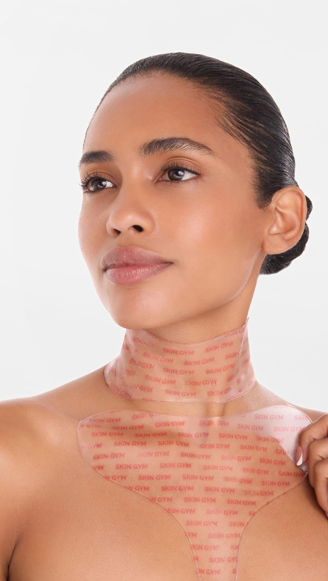 SKIN GYM patch on dresser in bathroom routine scene promoting easy self-care use