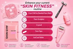 SKIN GYM lifestyle scene on bedside table suggesting nightly routine