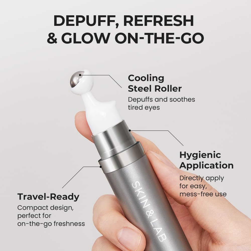 SKIN & LAB serum in use during morning routine reducing puffiness
