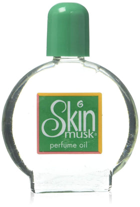 Skin Musk close-up of bottle and label texture highlighting the compact oil format