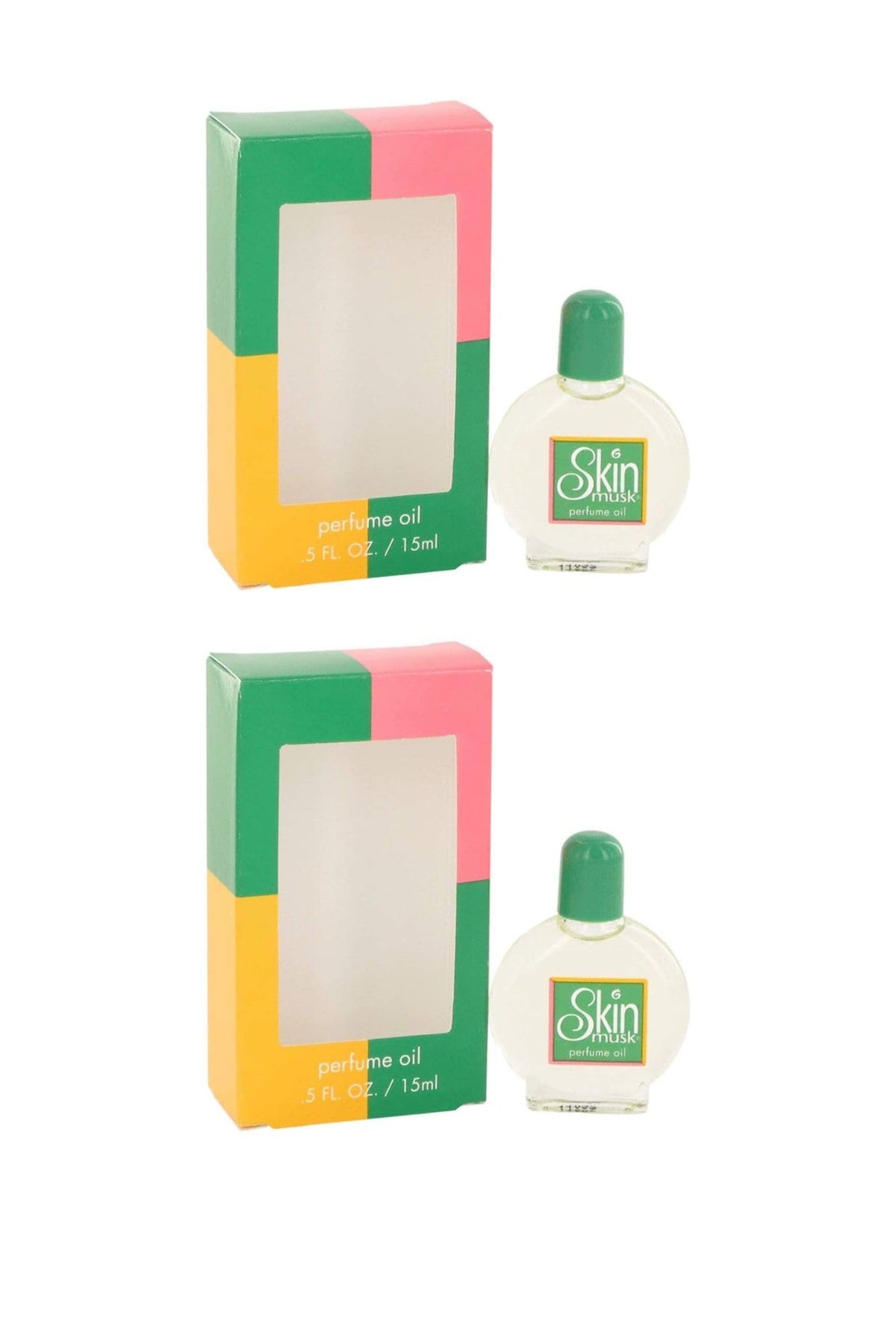 Skin Musk front packaging showing twin 0.5 oz bottles and elegant branding for easy storage
