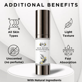 Skin Nation gel held in hand showing compact travel-friendly size