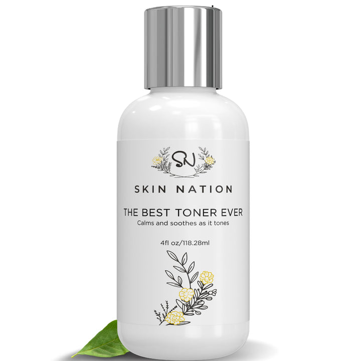 Skin Nation front bottle showing rosewater toner benefits hydration