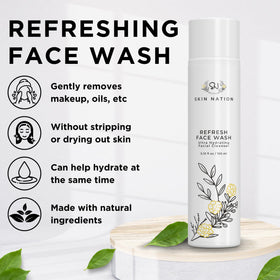 Skin Nation label close-up highlighting aloe and chamomile ingredients