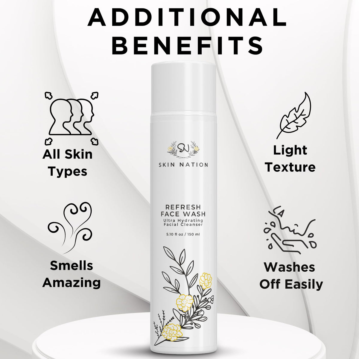 Skin Nation face wash lathered in hand demonstrating gentle use