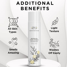 Skin Nation face wash lathered in hand demonstrating gentle use