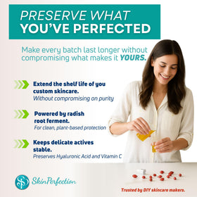 Skin Perfection ingredient label close-up listing radish root and lactobacillus benefits