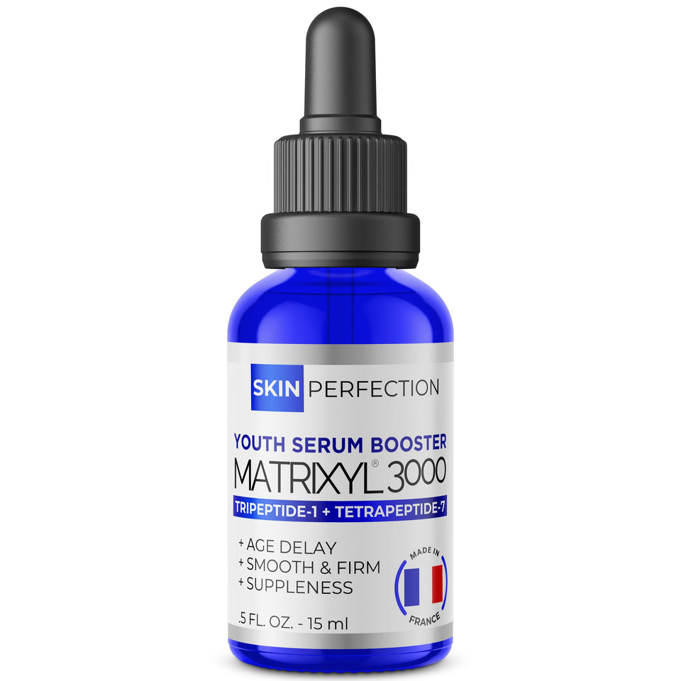 Skin Perfection front bottle showing compact peptide booster, ideal for formulations