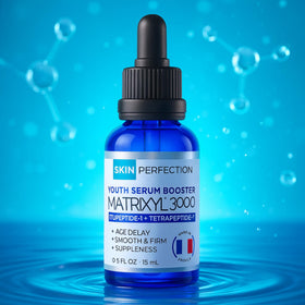 Skin Perfection bottle next to a coin displaying small 0.5oz size and portability