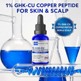 Skin Perfection bottle held in hand to illustrate compact 0.5 fl oz size