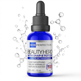 Skin Perfection front bottle view showing compact peptide booster benefits